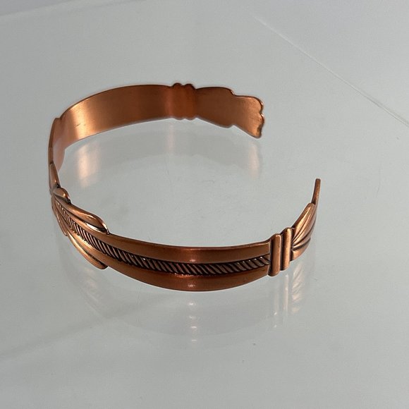 Vintage Copper Open Cuff Bracelet Ornate Boho Jewelry - Picture 2 of 6